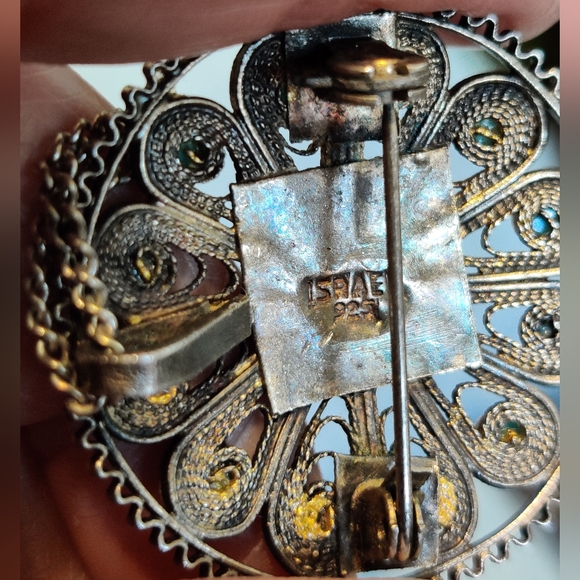 Vintage Sterling Silver Filigree Brooch/Pendant - Picture 5 of 15